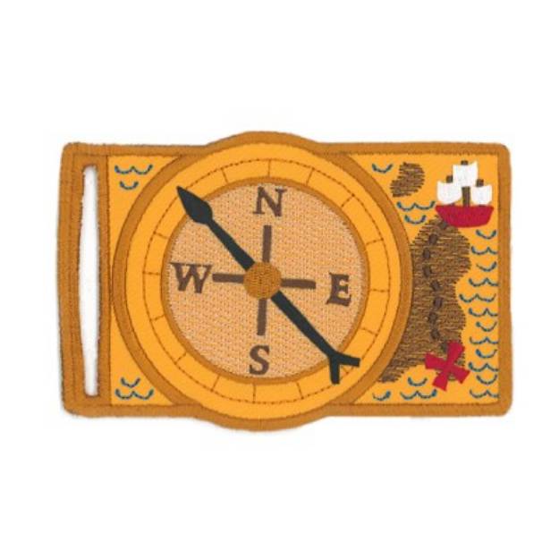 Picture of Compass Travel Tag Machine Embroidery Design