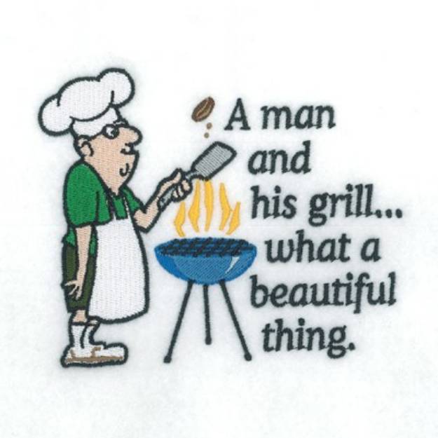 Picture of A Man And His Grill Machine Embroidery Design