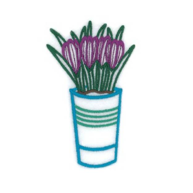 Picture of Crocus Potted Flower Machine Embroidery Design