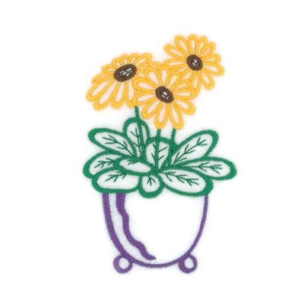 Picture of Daisy Potted Flower Machine Embroidery Design