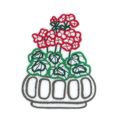 Geranium Potted Flower Machine Embroidery Design