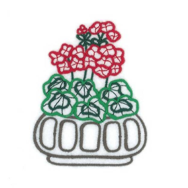 Picture of Geranium Potted Flower Machine Embroidery Design
