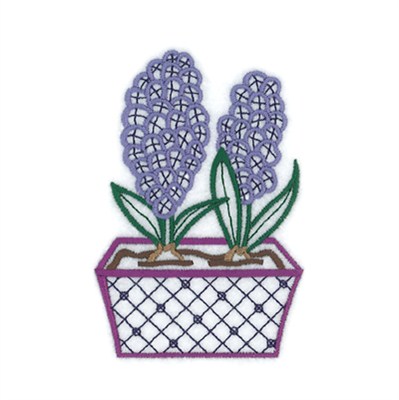 Hyacinth Potted Flower Machine Embroidery Design