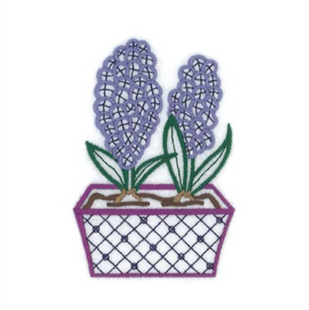 Picture of Hyacinth Potted Flower Machine Embroidery Design