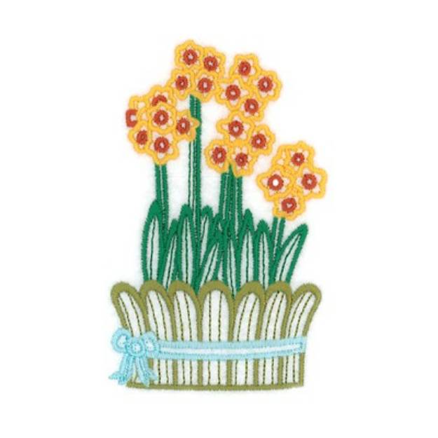 Picture of Narcissus Potted Flower Machine Embroidery Design