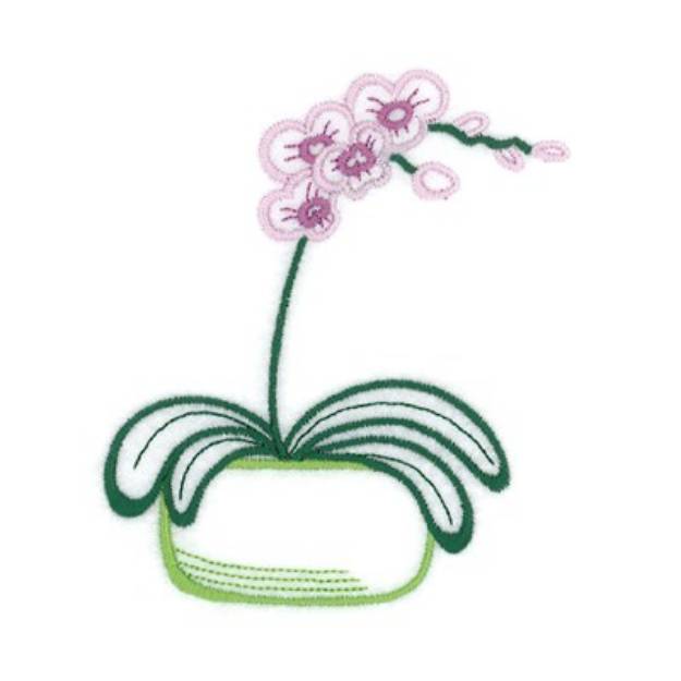 Picture of Orchid Potted Flower Machine Embroidery Design