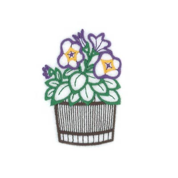 Picture of Petunia Potted Flower Machine Embroidery Design