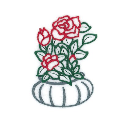 Rose Potted Flower Machine Embroidery Design