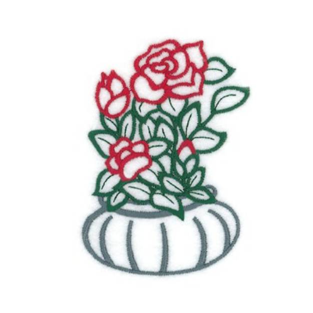 Picture of Rose Potted Flower Machine Embroidery Design