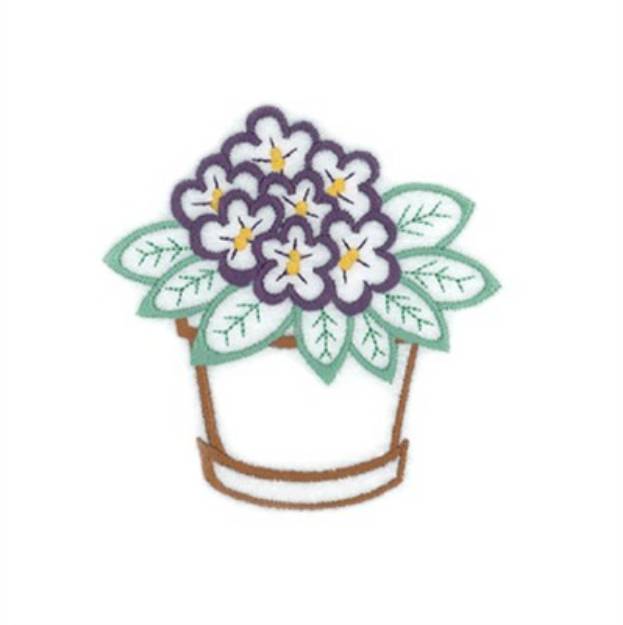 Picture of Violet Potted Flower Machine Embroidery Design