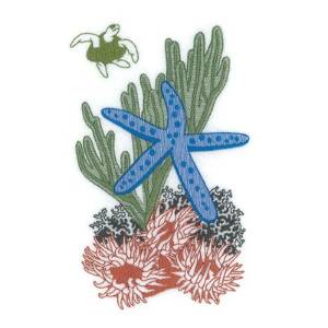 Picture of Toile Starfish Scene Machine Embroidery Design