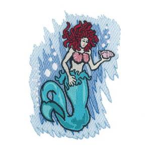 Picture of Mermaid Holding Seashell Machine Embroidery Design