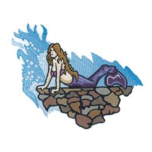 Picture of Mermaid Overlooking Cliff Machine Embroidery Design