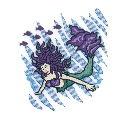 Mermaid With Fish Machine Embroidery Design