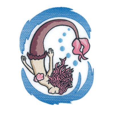 Mermaid Swimming Machine Embroidery Design