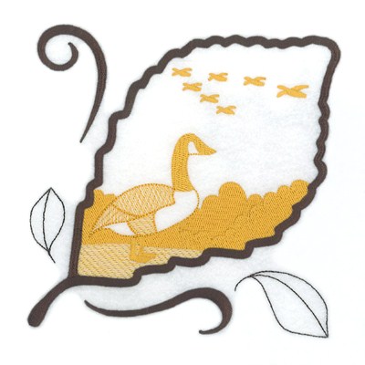 Geese Leaf Toile Machine Embroidery Design