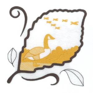 Picture of Geese Leaf Toile Machine Embroidery Design