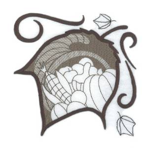 Picture of Harvest Leaf Toile Machine Embroidery Design