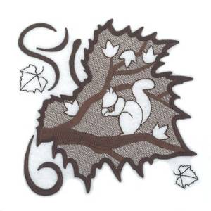 Picture of Squirrel Leaf Toile Machine Embroidery Design