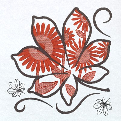 Sunflower Leaf Toile Machine Embroidery Design
