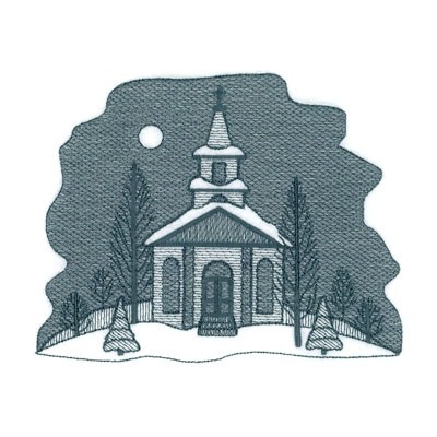 Winter Church Machine Embroidery Design