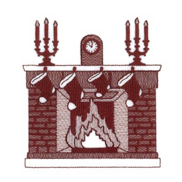 Picture of Christmas Fireplace Machine Embroidery Design