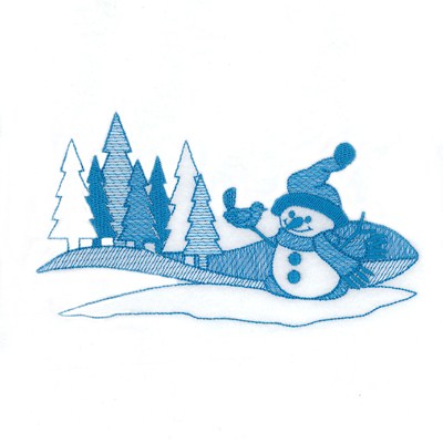 Snowman Scene Machine Embroidery Design