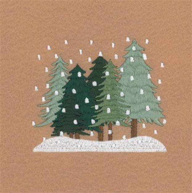 Picture of Winter Pine Trees Machine Embroidery Design