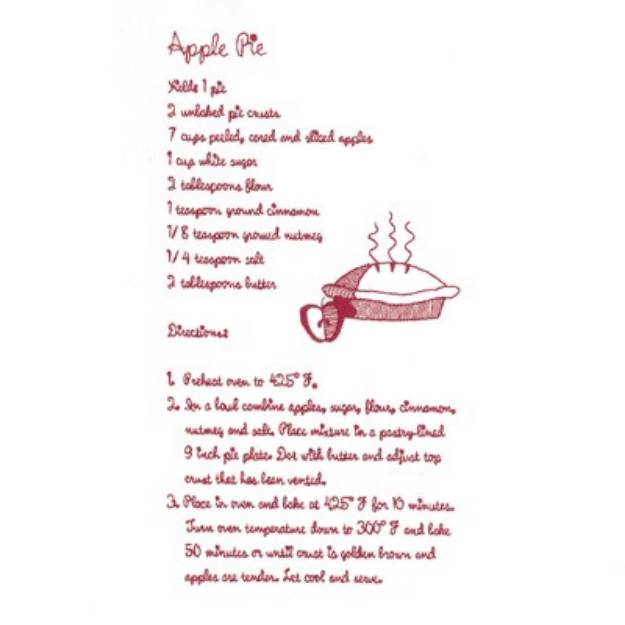 Picture of Apple Pie Recipe Machine Embroidery Design