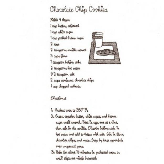 Picture of Chocolate Chip Cookies Recipe Machine Embroidery Design