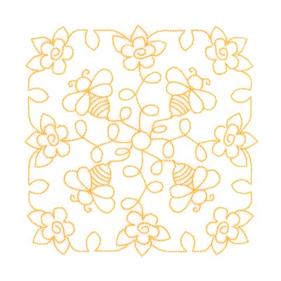 Bee Stipple Square Machine Embroidery Design