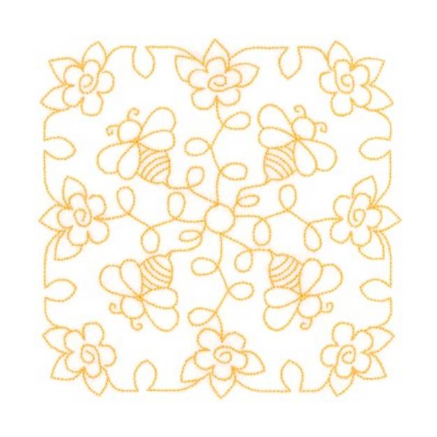 Picture of Bee Stipple Square Machine Embroidery Design