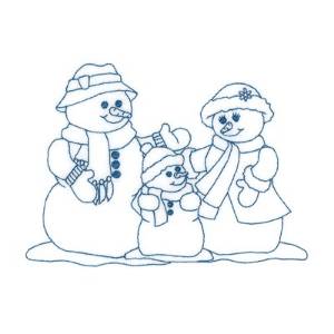 Picture of Bluework Snowman Family Machine Embroidery Design