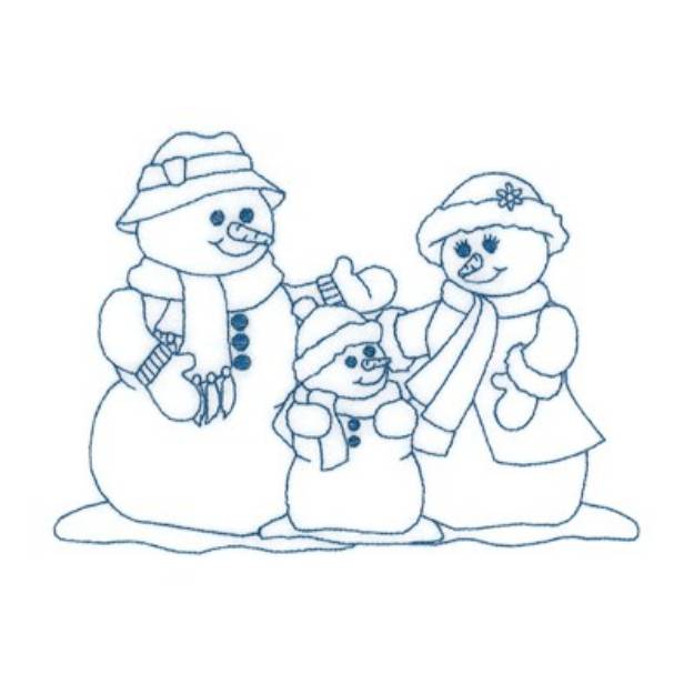 Picture of Bluework Snowman Family Machine Embroidery Design