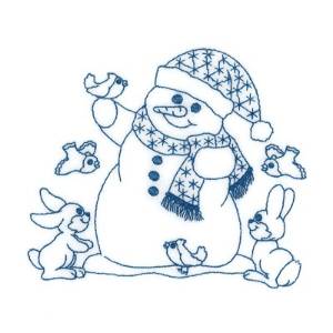 Picture of Snowman With Animals Machine Embroidery Design