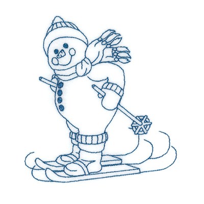 Snowman Skiing Machine Embroidery Design