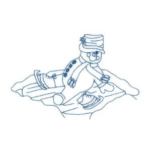 Picture of Snowman Ice Fall Machine Embroidery Design