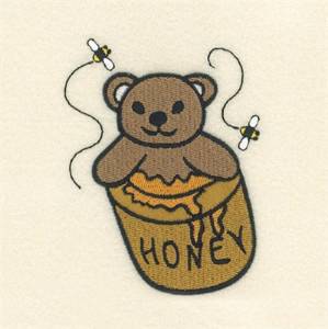 Picture of Honey Bear Cub In Jar Machine Embroidery Design