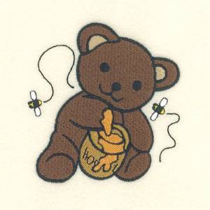 Picture of Bear Eating Honey Machine Embroidery Design
