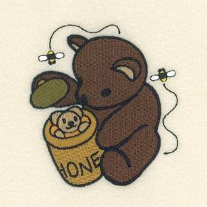 Picture of Bear Tiny Cub In Jar Machine Embroidery Design