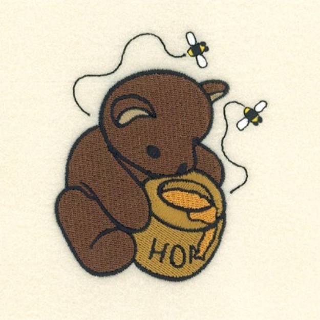 Picture of Bear Looking In Jar Machine Embroidery Design
