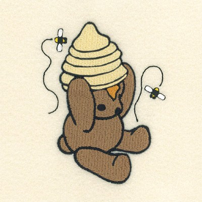 Bear With Hive On Head Machine Embroidery Design