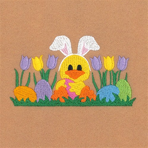 Duckling in the Tulips Machine Embroidery Design