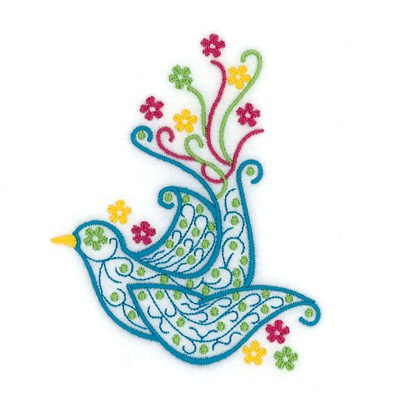 Spring Filigree Bird Machine Embroidery Design