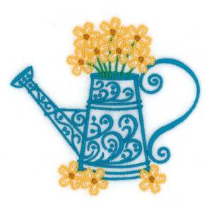 Picture of Spring Filigree Watering Can Machine Embroidery Design