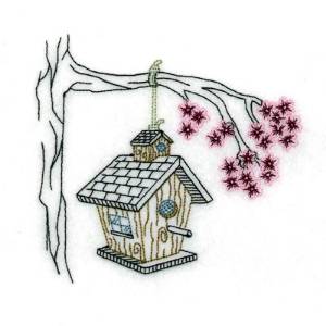 Picture of Vintage Birdhouse Machine Embroidery Design
