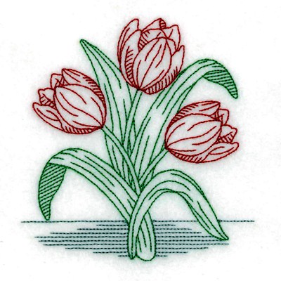 Vintage Tulips Machine Embroidery Design
