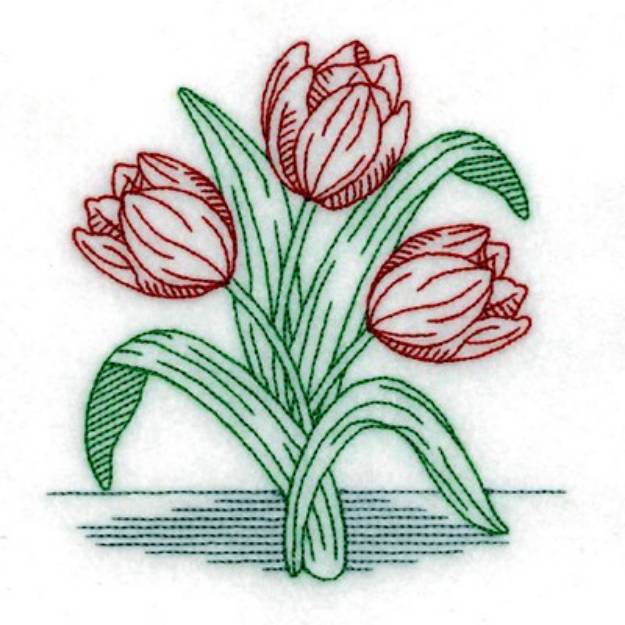 Picture of Vintage Tulips Machine Embroidery Design
