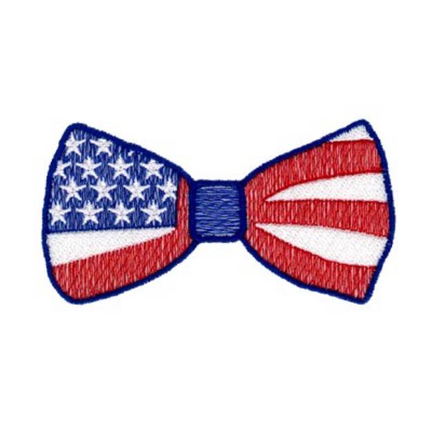 Picture of Large USA Flag Bowtie Machine Embroidery Design