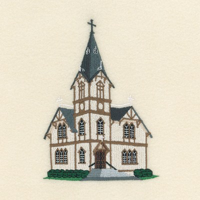 Decorative Church Scene Machine Embroidery Design